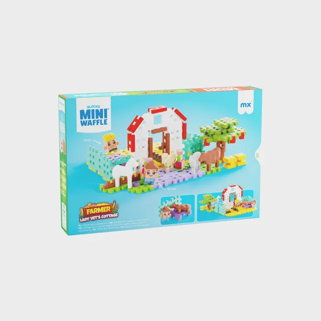 Marioinex Mini Waffle Farmer „Loomaarsti majake“ vahvelklotsid, 100 osa