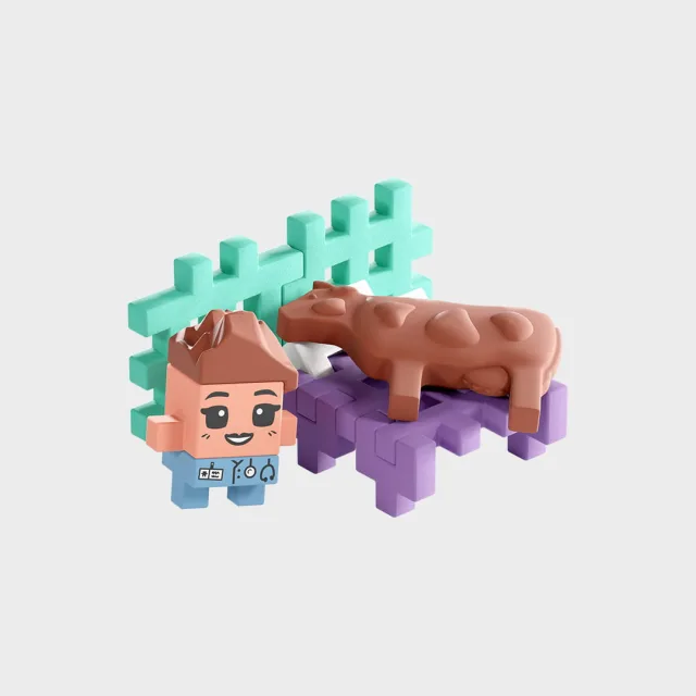 Marioinex Mini Waffle Farmer „Loomaarsti majake“ vahvelklotsid, 100 osa – pilt 5