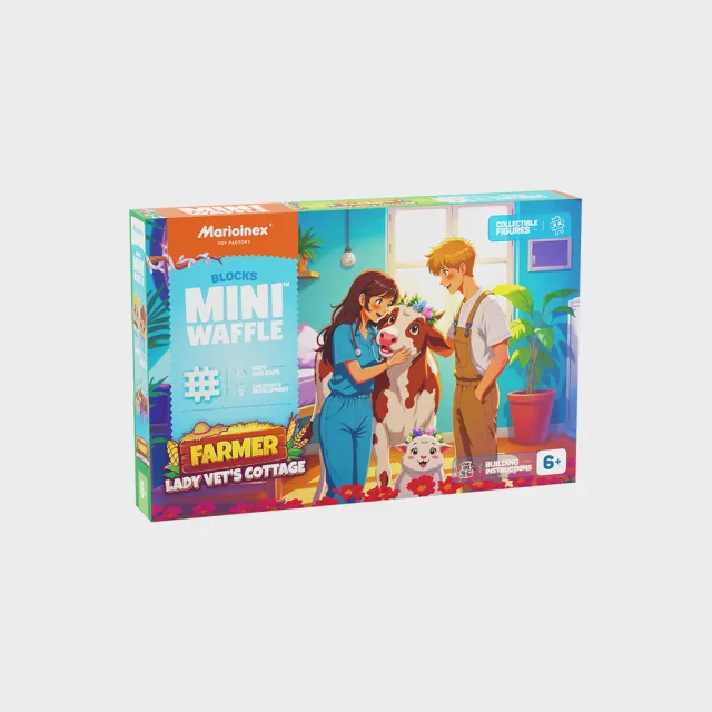 Marioinex Mini Waffle Farmer „Loomaarsti majake“ vahvelklotsid, 100 osa – pilt 2