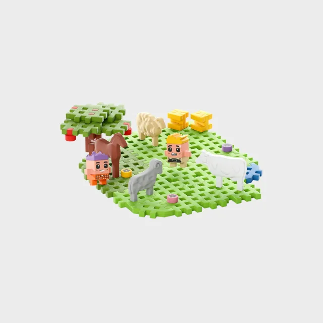 Marioinex Mini Waffle Farmer „Traktorid ja imeline karjamaa“ vahvelklotsid, 110 osa – pilt 3