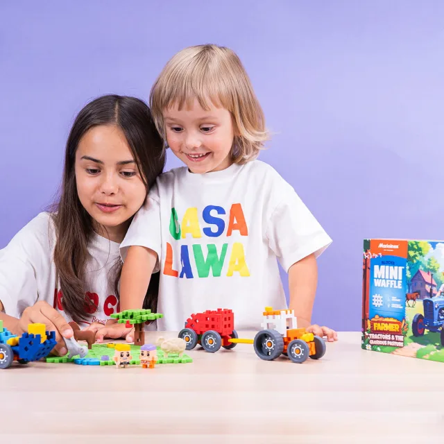 Marioinex Mini Waffle Farmer „Traktorid ja imeline karjamaa“ vahvelklotsid, 110 osa – pilt 6