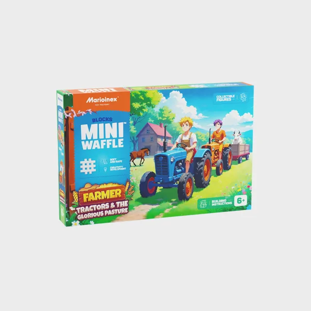 Marioinex Mini Waffle Farmer „Traktorid ja imeline karjamaa“ vahvelklotsid, 110 osa – pilt 2