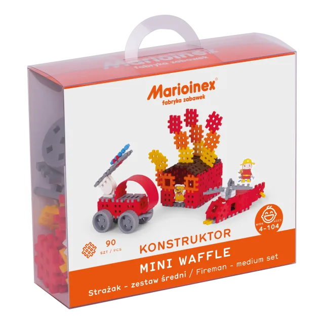 Marioinex Mini Waffle vahvelklotsid „Tuletõrjuja“, 90 osa