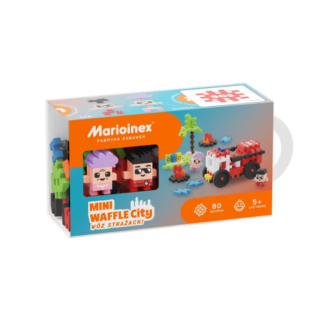Marioinex Mini Waffle City „Tuletõrjeauto“ vahvelklotsid, 80 osa