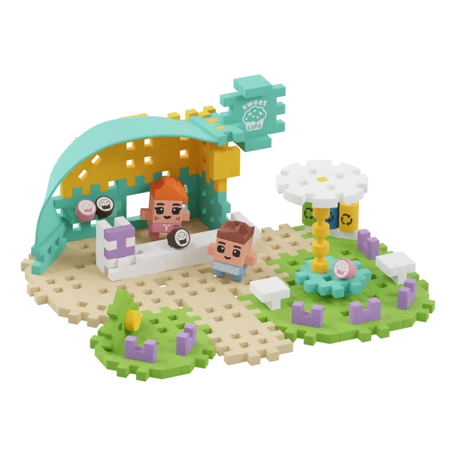Marioinex Mini Waffle City „Kohvik“ vahvelklotsid, 80 osa – pilt 3
