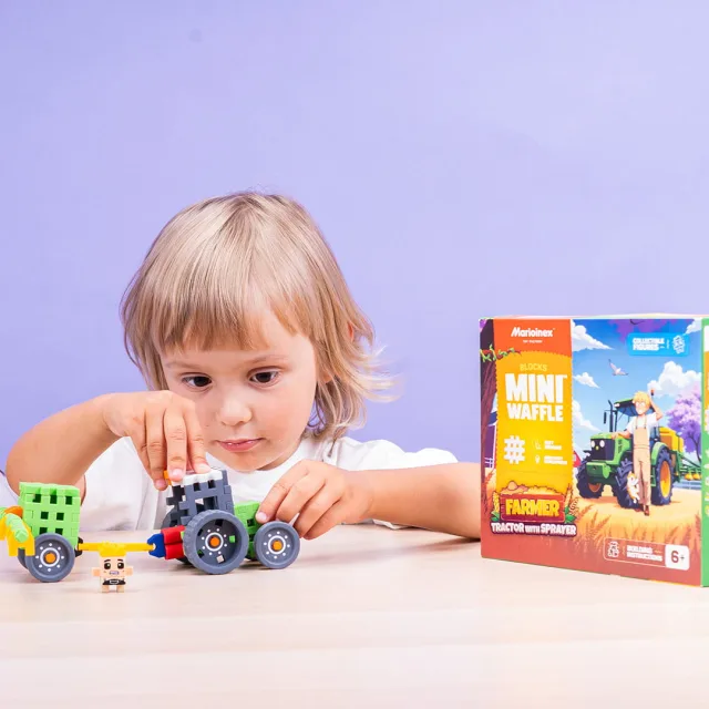 Marioinex Mini Waffle Farmer „Traktor pihustiga“ klotsid, 50 osa – pilt 9